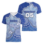 Custom Roos Football Women V-Neck T-Shirt Aboriginal Dot Art Pattern
