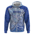 Custom Roos Football Zip Hoodie Aboriginal Dot Art Pattern