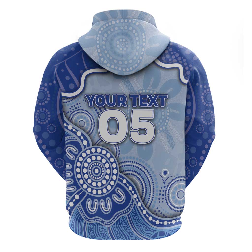 Custom Roos Football Zip Hoodie Aboriginal Dot Art Pattern