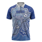 Custom Roos Football Zipper Polo Shirt Aboriginal Dot Art Pattern