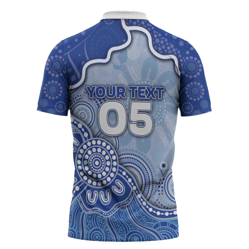 Custom Roos Football Zipper Polo Shirt Aboriginal Dot Art Pattern
