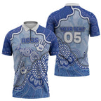 Custom Roos Football Zipper Polo Shirt Aboriginal Dot Art Pattern