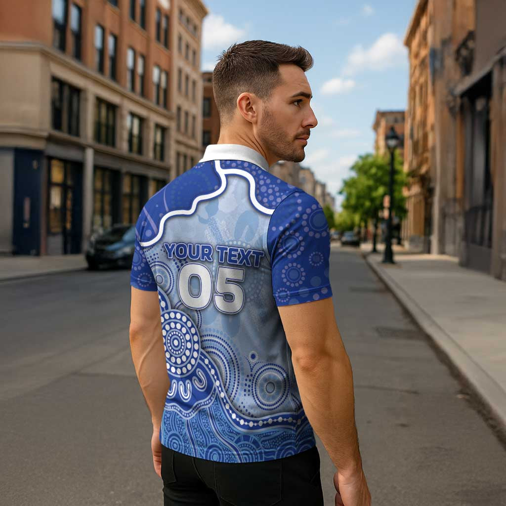 Custom Roos Football Zipper Polo Shirt Aboriginal Dot Art Pattern