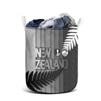 New Zealand Football Laundry Basket Silver Fern Maori Pattern Monochrome