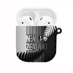 New Zealand Football AirPods Case Silver Fern Maori Pattern Monochrome