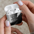 New Zealand Football AirPods Case Silver Fern Maori Pattern Monochrome