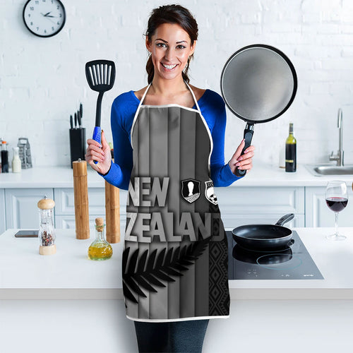 New Zealand Football Apron Silver Fern Maori Pattern Monochrome