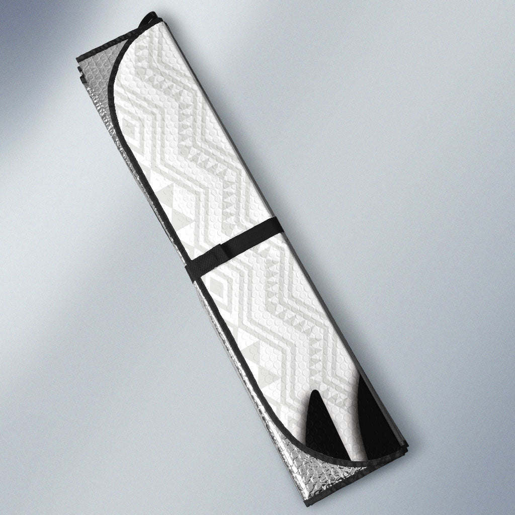 New Zealand Football Auto Sun Shade Silver Fern Maori Pattern Monochrome