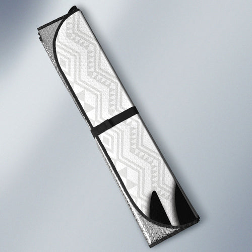 New Zealand Football Auto Sun Shade Silver Fern Maori Pattern Monochrome
