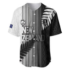 Custom New Zealand Football Baseball Jersey Silver Fern Maori Pattern Monochrome