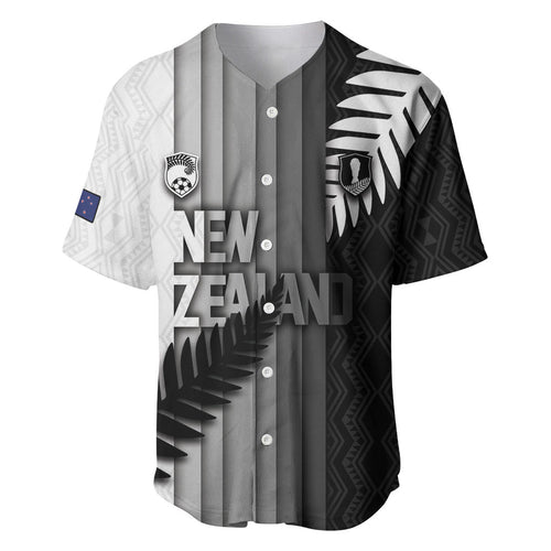 Custom New Zealand Football Baseball Jersey Silver Fern Maori Pattern Monochrome