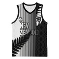 Custom New Zealand Football Basketball Jersey Silver Fern Maori Pattern Monochrome