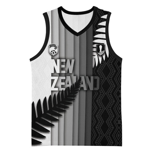 Custom New Zealand Football Basketball Jersey Silver Fern Maori Pattern Monochrome