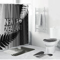 New Zealand Football Bathroom Set Silver Fern Maori Pattern Monochrome