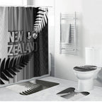 New Zealand Football Bathroom Set Silver Fern Maori Pattern Monochrome