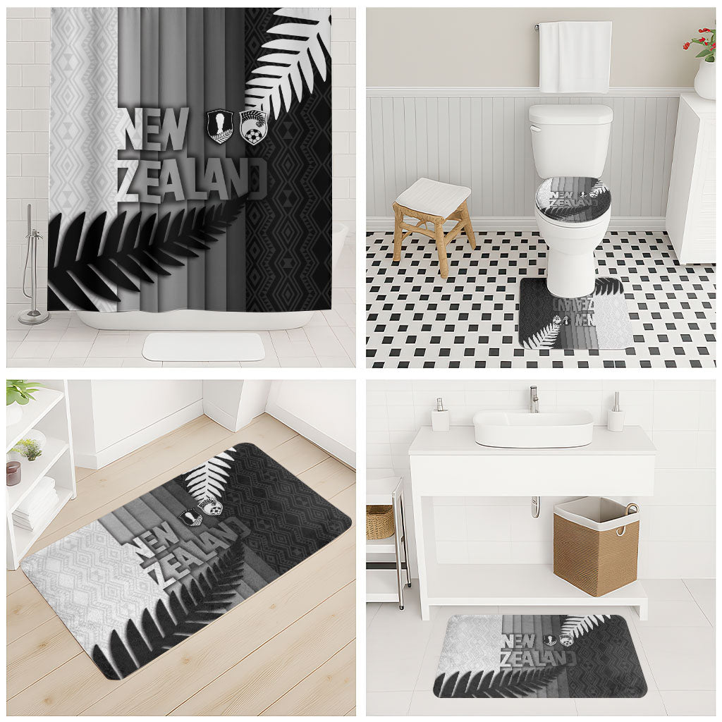 New Zealand Football Bathroom Set Silver Fern Maori Pattern Monochrome
