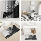 New Zealand Football Bathroom Set Silver Fern Maori Pattern Monochrome