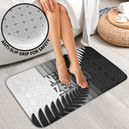 New Zealand Football Bathroom Set Silver Fern Maori Pattern Monochrome