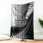 New Zealand Football Blanket Silver Fern Maori Pattern Monochrome