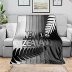 New Zealand Football Blanket Silver Fern Maori Pattern Monochrome