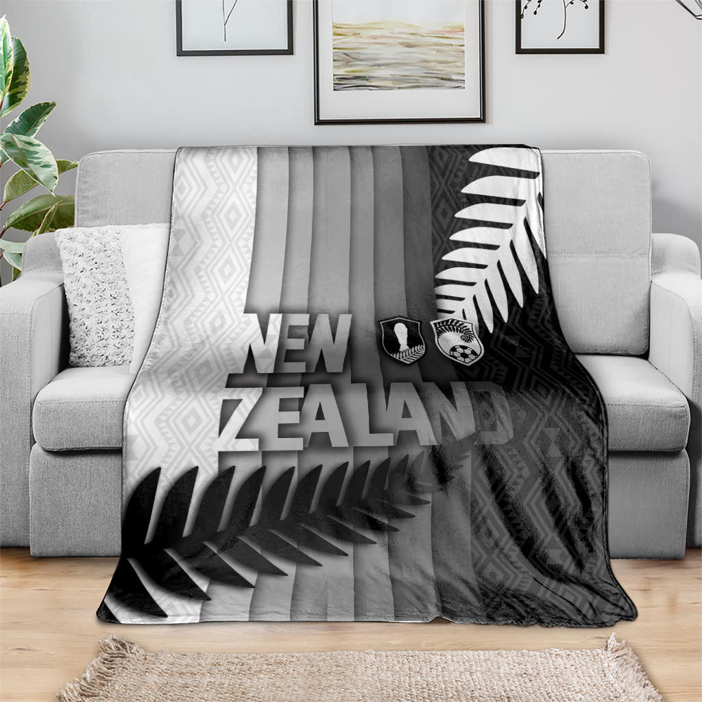 New Zealand Football Blanket Silver Fern Maori Pattern Monochrome