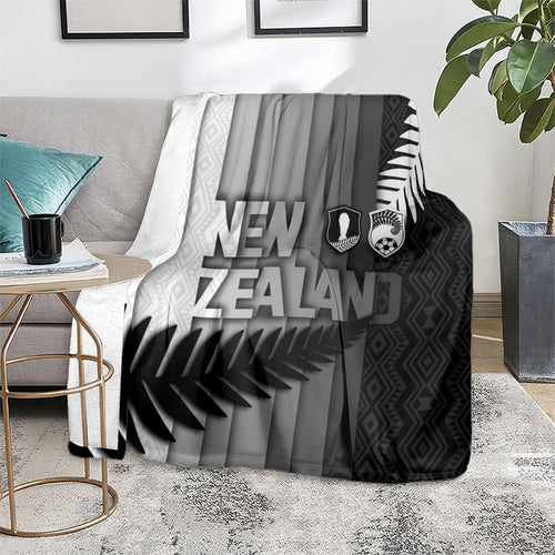 New Zealand Football Blanket Silver Fern Maori Pattern Monochrome