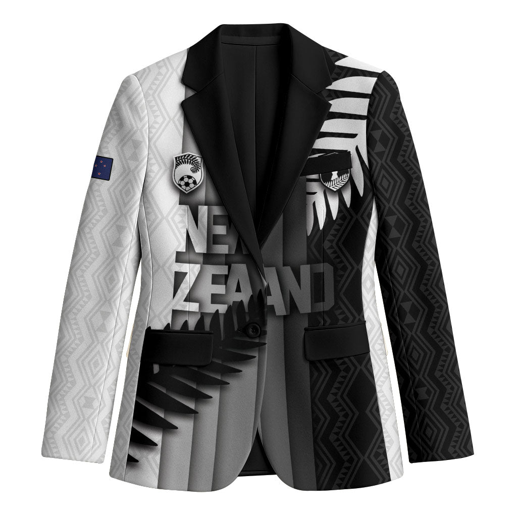 Custom New Zealand Football Blazer Silver Fern Maori Pattern Monochrome