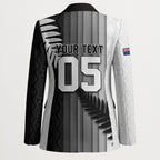 Custom New Zealand Football Blazer Silver Fern Maori Pattern Monochrome