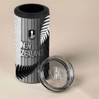 Custom New Zealand Football 4 in 1 Can Cooler Tumbler Silver Fern Maori Pattern Monochrome