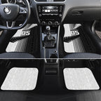 Custom New Zealand Football Car Mats Silver Fern Maori Pattern Monochrome