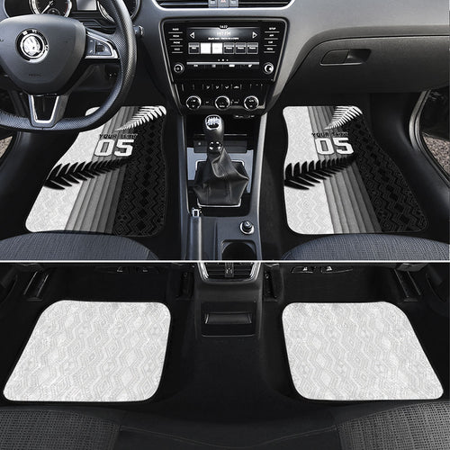 Custom New Zealand Football Car Mats Silver Fern Maori Pattern Monochrome