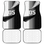 Custom New Zealand Football Car Mats Silver Fern Maori Pattern Monochrome