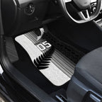 Custom New Zealand Football Car Mats Silver Fern Maori Pattern Monochrome