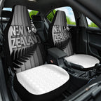 New Zealand Football Car Seat Cover Silver Fern Maori Pattern Monochrome