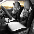 New Zealand Football Car Seat Cover Silver Fern Maori Pattern Monochrome