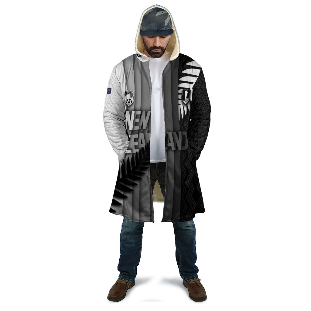 Custom New Zealand Football Cloak Silver Fern Maori Pattern Monochrome