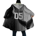 Custom New Zealand Football Cloak Silver Fern Maori Pattern Monochrome