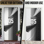 Custom New Zealand Football Door Cover Silver Fern Maori Pattern Monochrome
