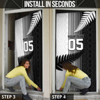 Custom New Zealand Football Door Cover Silver Fern Maori Pattern Monochrome