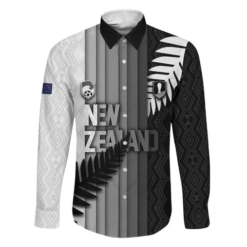 Custom New Zealand Football Family Matching Long Sleeve Bodycon Dress and Hawaiian Shirt Silver Fern Maori Pattern Monochrome