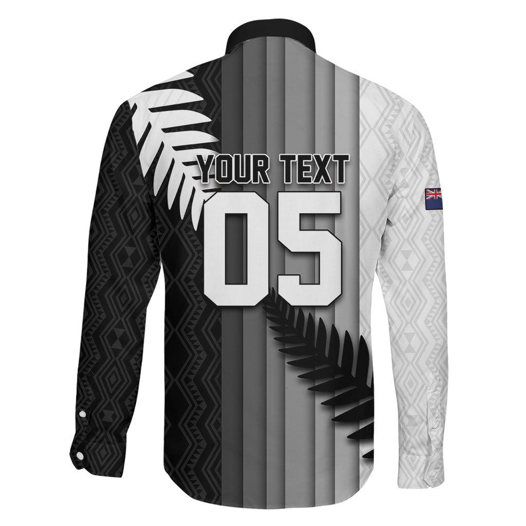 Custom New Zealand Football Family Matching Off Shoulder Maxi Dress and Hawaiian Shirt Silver Fern Maori Pattern Monochrome