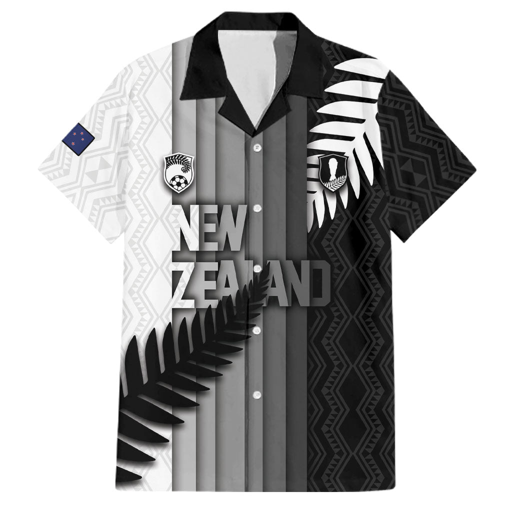 Custom New Zealand Football Family Matching Puletasi and Hawaiian Shirt Silver Fern Maori Pattern Monochrome