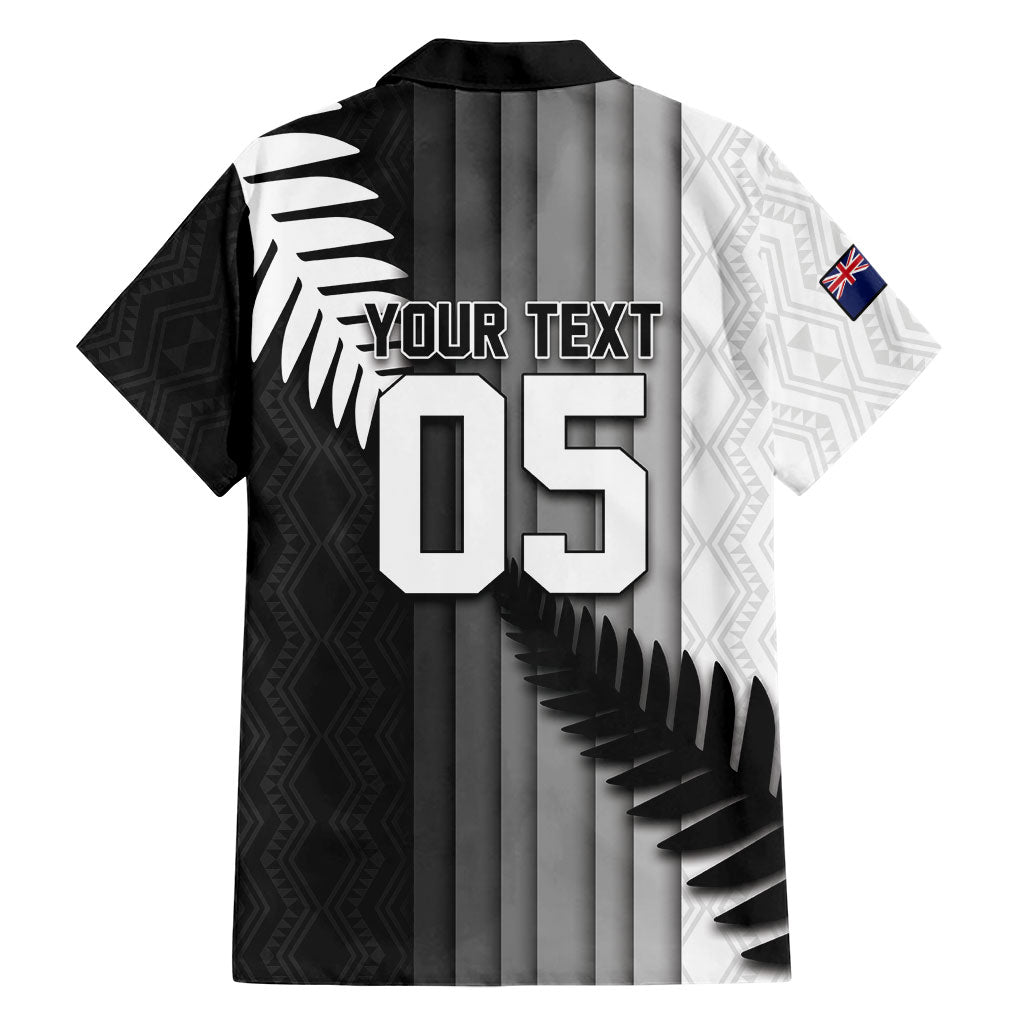 Custom New Zealand Football Family Matching Puletasi and Hawaiian Shirt Silver Fern Maori Pattern Monochrome