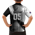 Custom New Zealand Football Family Matching Summer Maxi Dress and Hawaiian Shirt Silver Fern Maori Pattern Monochrome