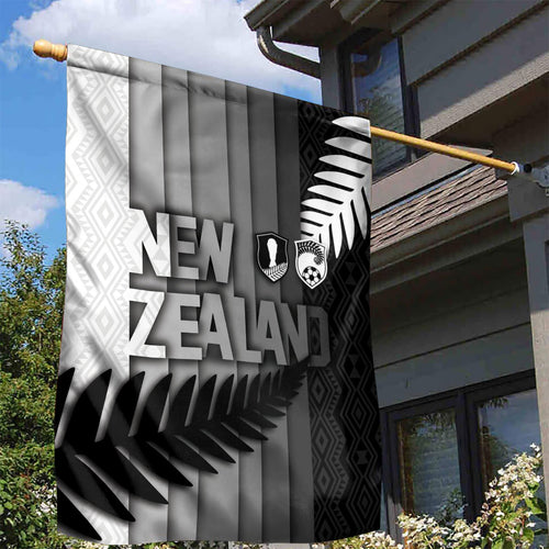 New Zealand Football Garden Flag Silver Fern Maori Pattern Monochrome