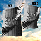 New Zealand Football Garden Flag Silver Fern Maori Pattern Monochrome