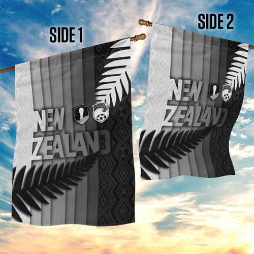 New Zealand Football Garden Flag Silver Fern Maori Pattern Monochrome