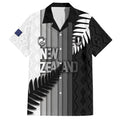 Custom New Zealand Football Hawaiian Shirt Silver Fern Maori Pattern Monochrome