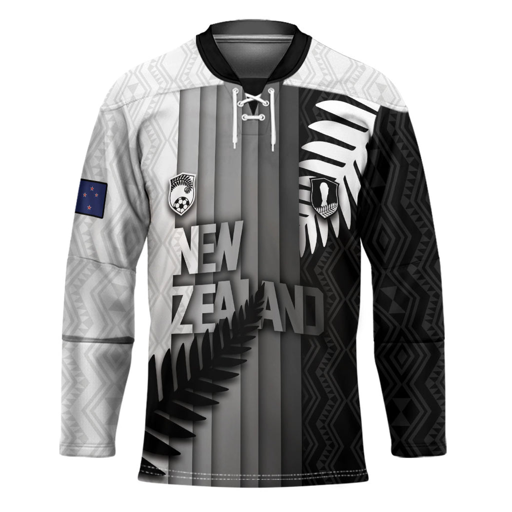 Custom New Zealand Football Hockey Jersey Silver Fern Maori Pattern Monochrome