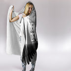 New Zealand Football Hooded Blanket Silver Fern Maori Pattern Monochrome